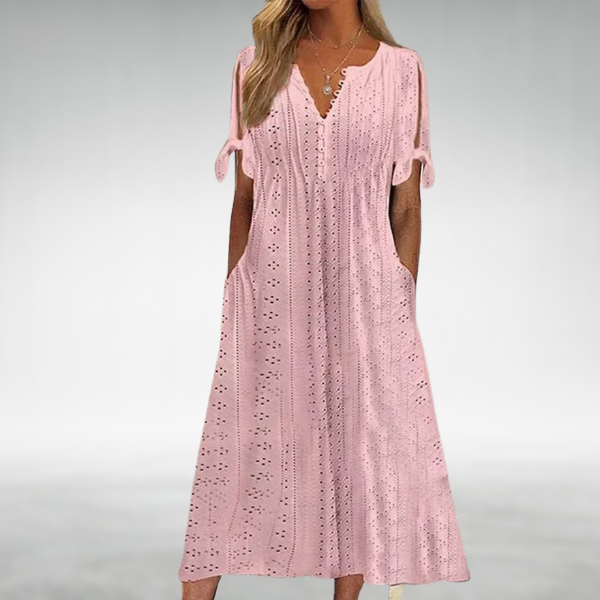 NATALIE – LIGHT BLUE EYELET SUMMER DRESS