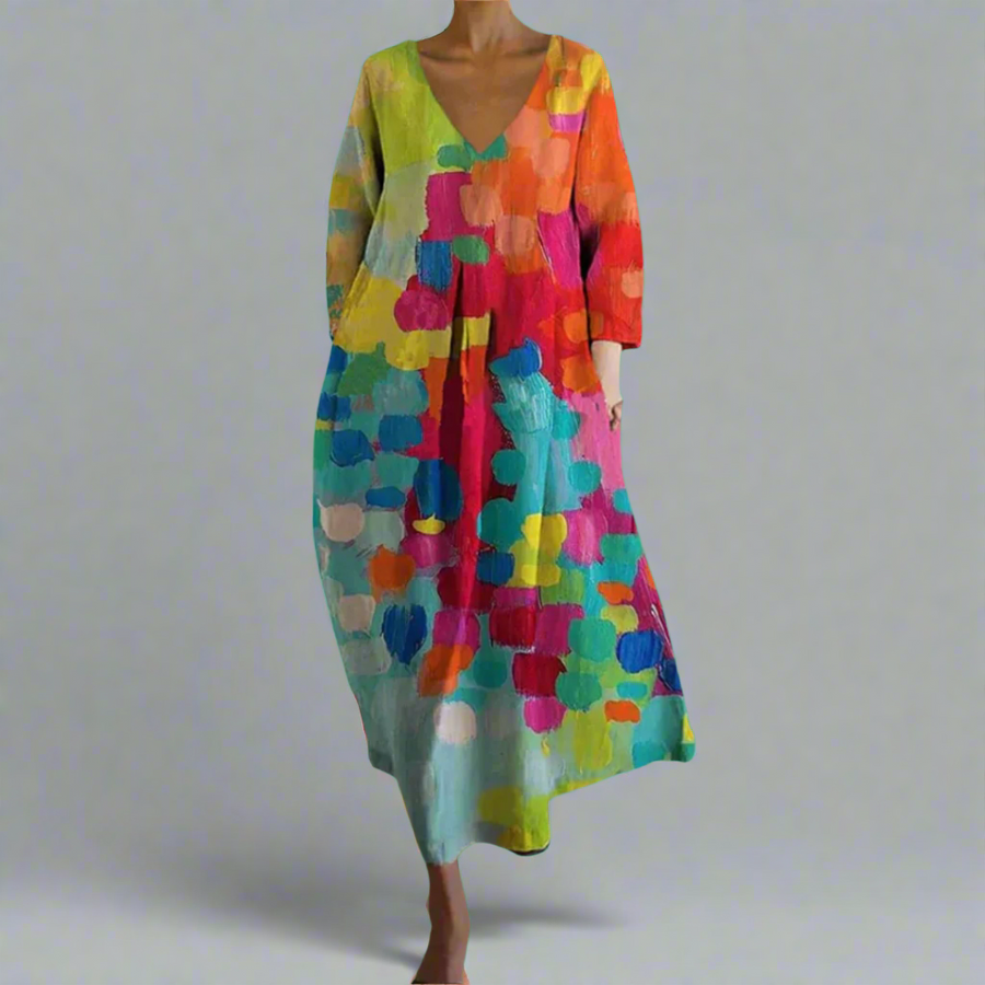 Vivia – Colourful V-Neck Dress