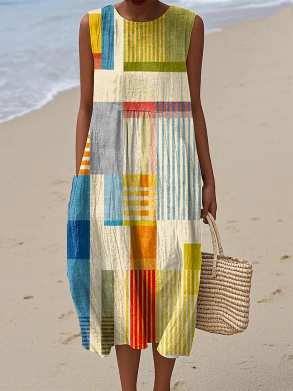 Sierra – Laid-Back Patchwork Midi Dress