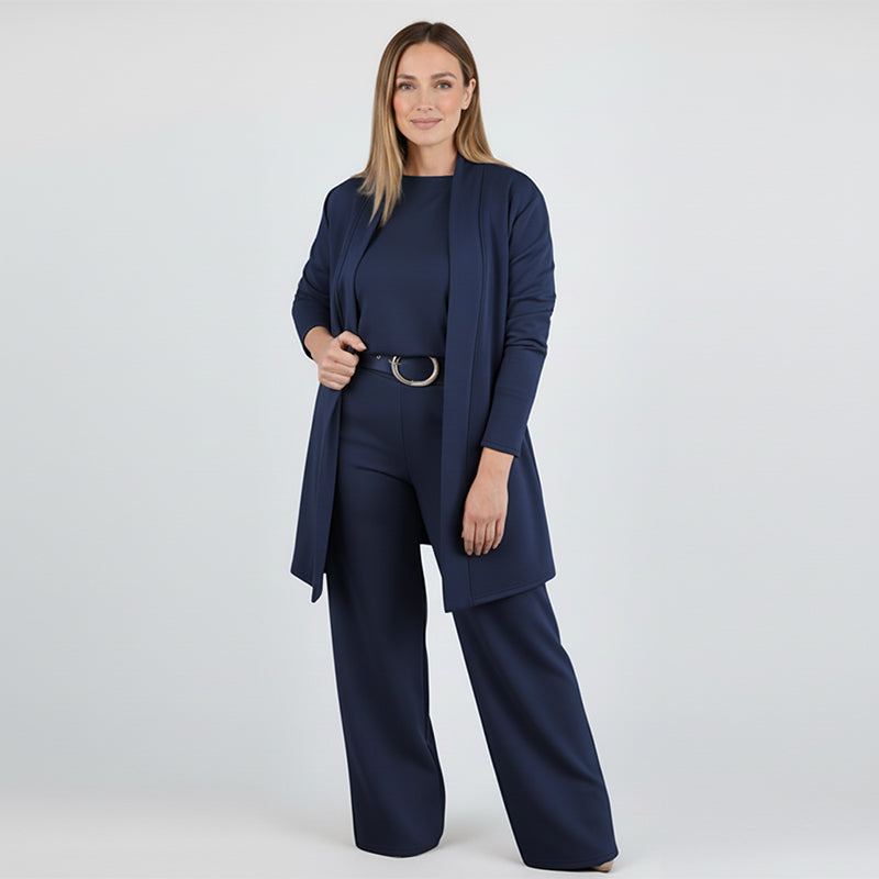 Dorren - Elegant 3-Piece Set With Long Cardigan, Top & Pant