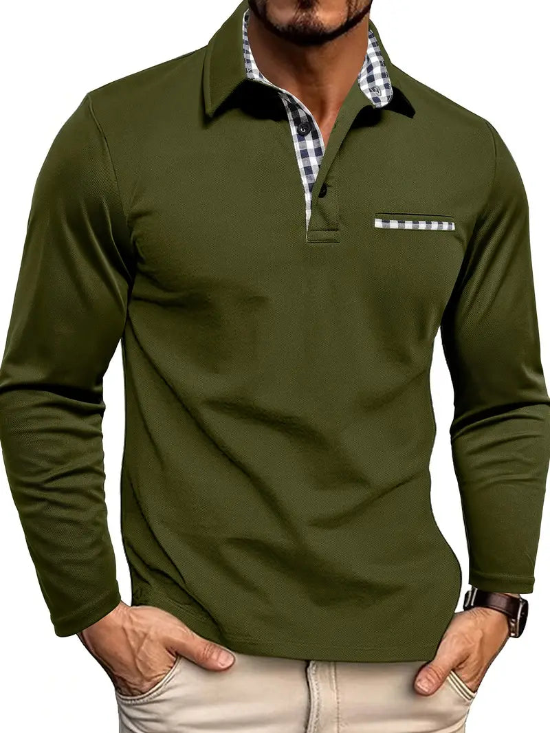 Yonatan - Long Sleeve Cotton Polo Shirt