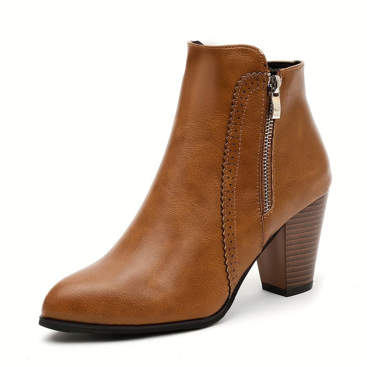 MIRELLA – CHIC BLOCK-HEEL ZIP ANKLE BOOTS