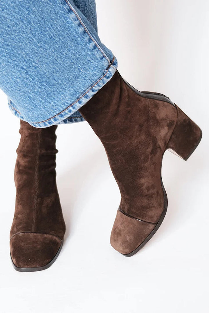 NATALIE – ELEGANT SQUARE-TOE SUEDE MID-CALF BOOTS