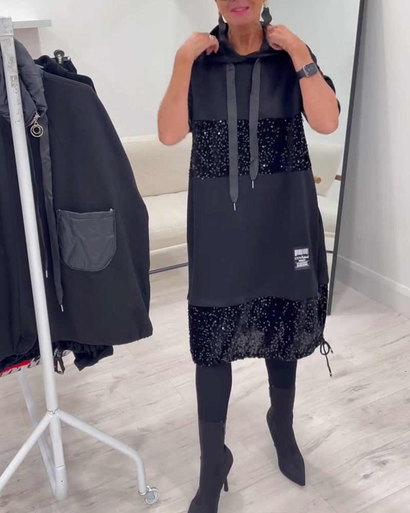 Mansherry - Trendy Patchwork Hooded Dress