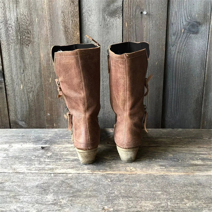 CHARLOTTE – VINTAGE LEATHER ZIP BOOTS
