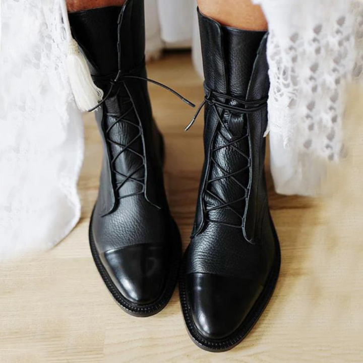 MARISSA – ELEGANT LACE-UP LEATHER ANKLE BOOTS