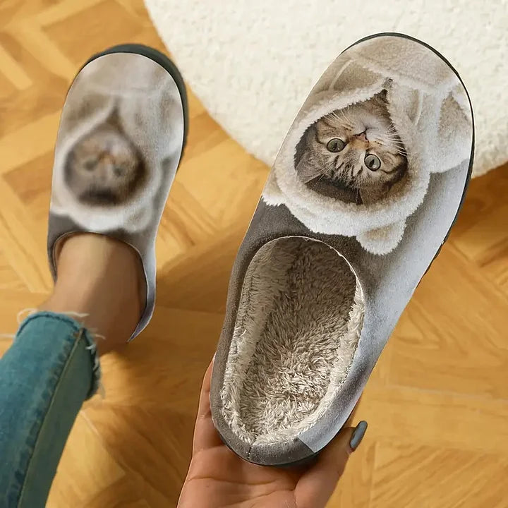 Marren - Cozy 3D Cat Face Slip-On Slippers