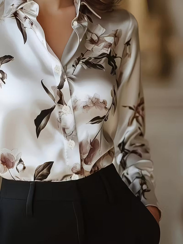 Brittney - Long Sleeve Floral Print Blouse
