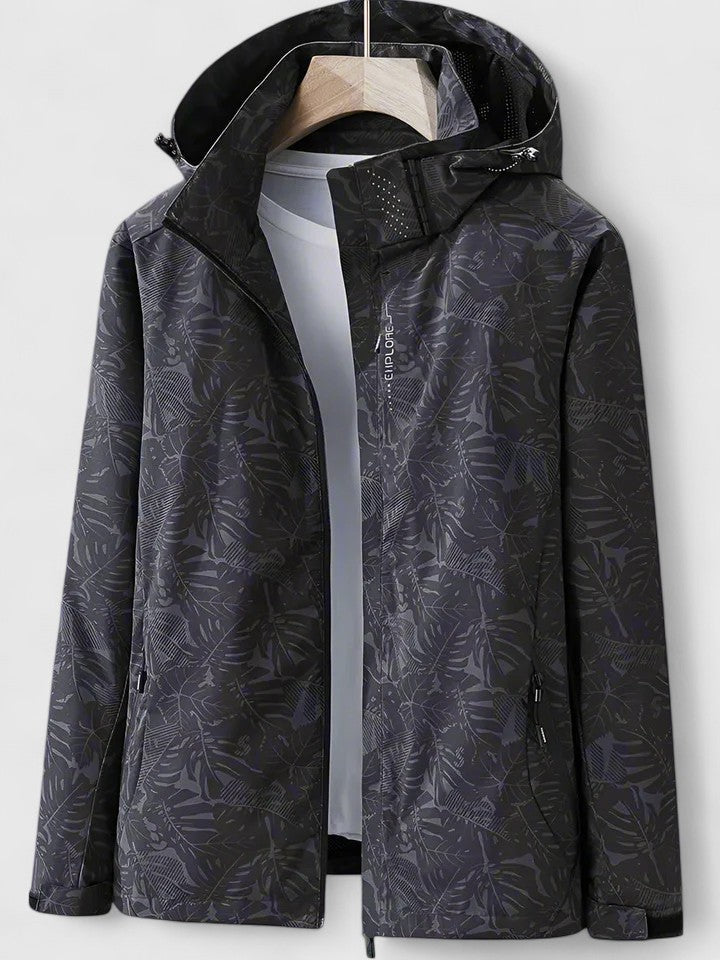 PRIM – MODERN LEAF PRINT HOODED JACKET