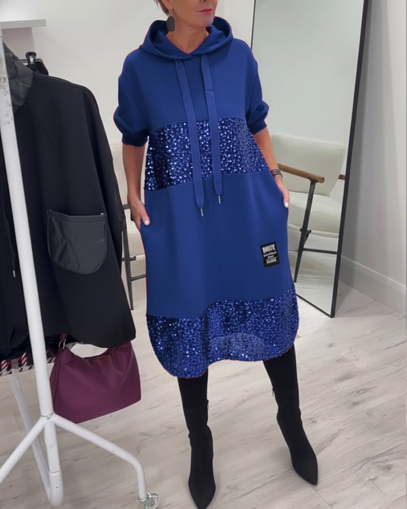Mansherry - Trendy Patchwork Hooded Dress
