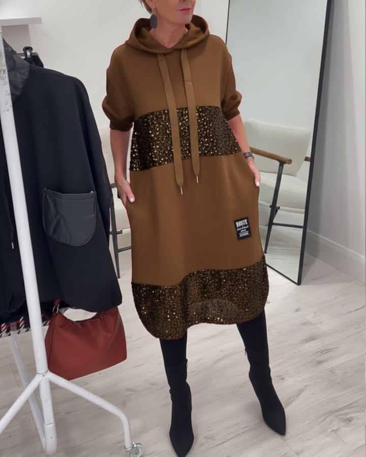 Mansherry - Trendy Patchwork Hooded Dress
