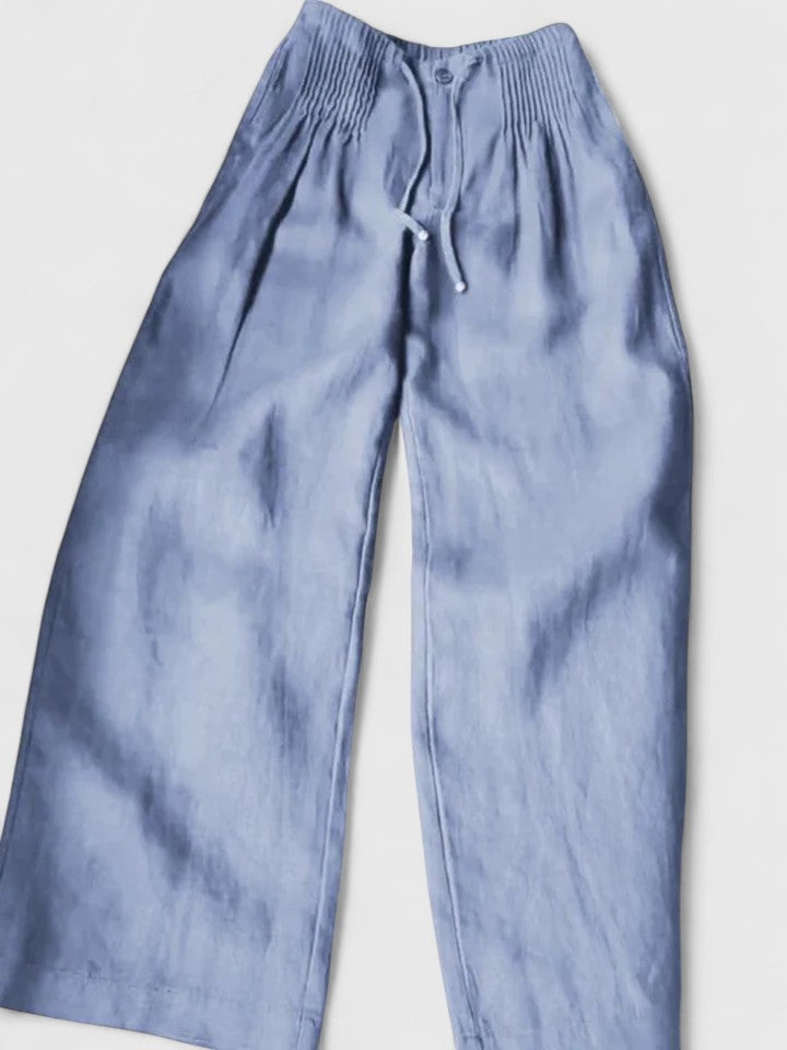 SHARLENE – GATHERED WAIST WIDE-LEG TROUSERS