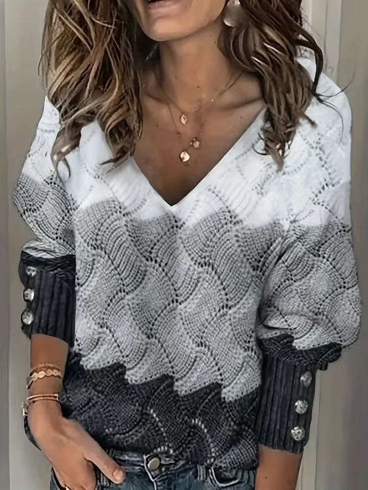 Sinara - Elegant V-Neck Long Sleeve Sweater
