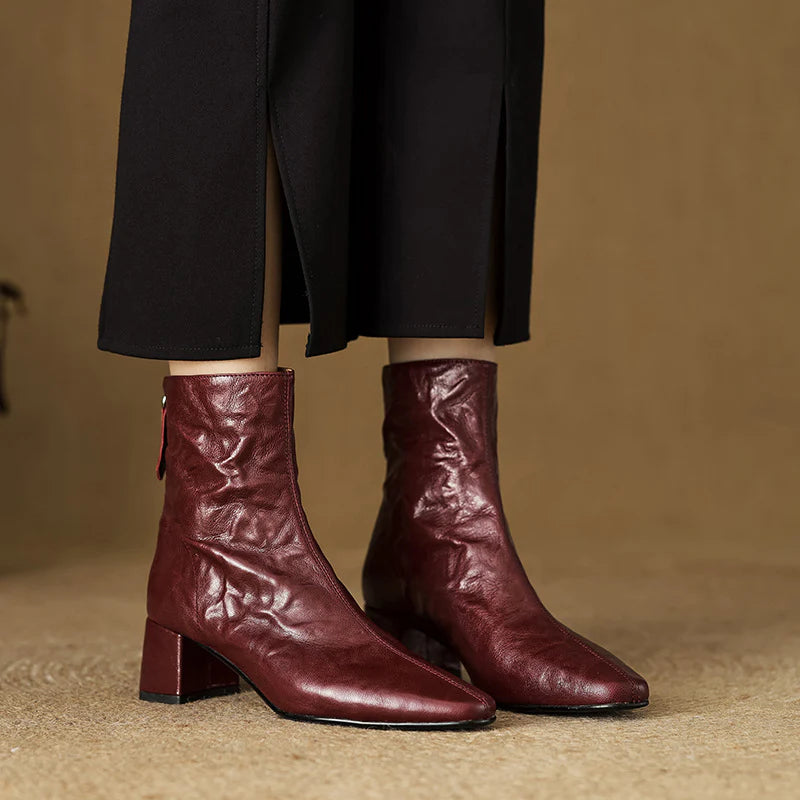 Selmia - Casual Ankle Boots With Square Toe