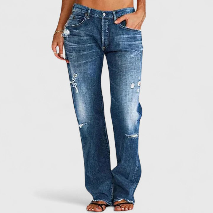 RACHEL – RELAXED DISTRESSED STRAIGHT-LEG JEANS
