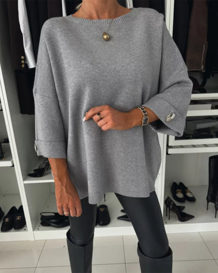 CLAIRE – ELEGANT RELAXED BUTTON-CUFF SWEATER