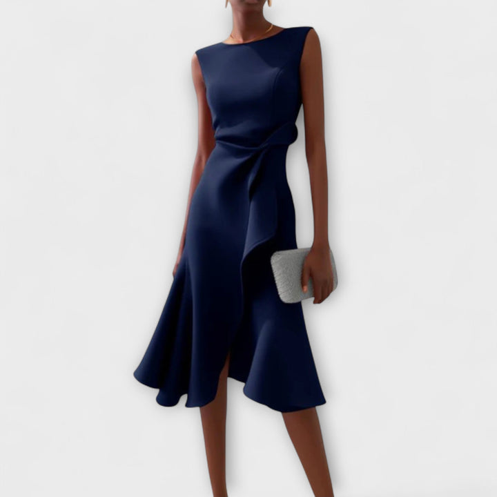 Juliette™ – Elegant Draped Asymmetrical Midi Dress
