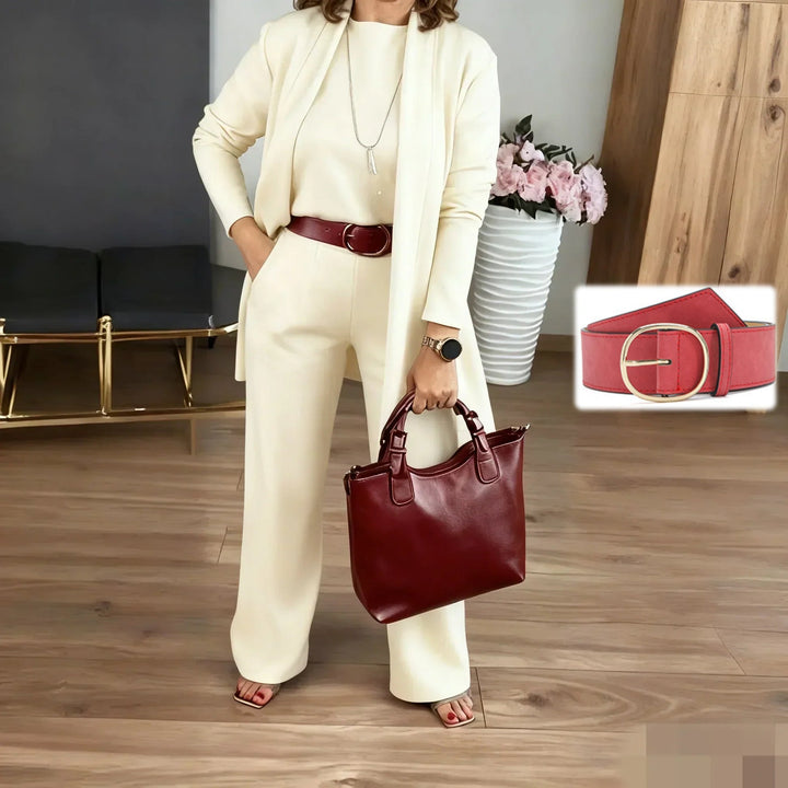 Dorren - Elegant 3-Piece Set With Long Cardigan, Top & Pant