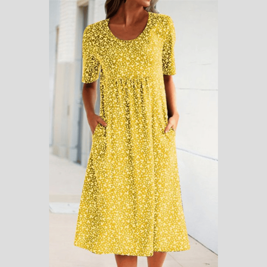 WINNY - CHIC MIDI DRESS WITH FLORAL STYLE