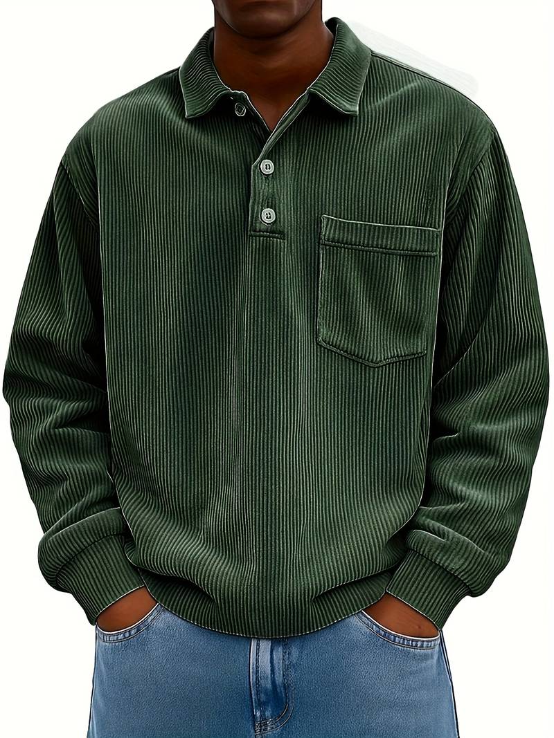 Hawkins - Long Sleeve Turn-Collar Corduroy Shirt