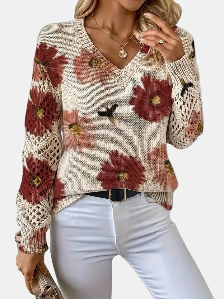 BRIANNA – BLOOMING CHIC KNIT SWEATER