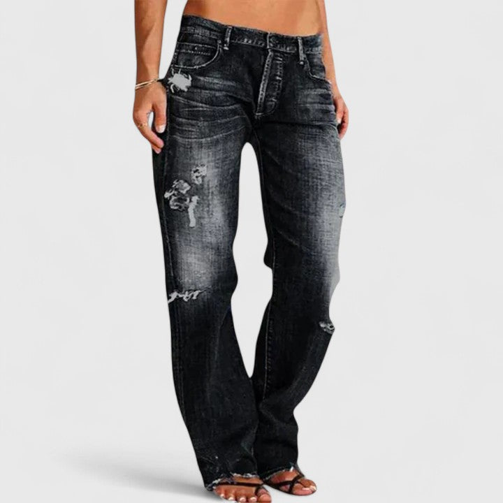 RACHEL – RELAXED DISTRESSED STRAIGHT-LEG JEANS