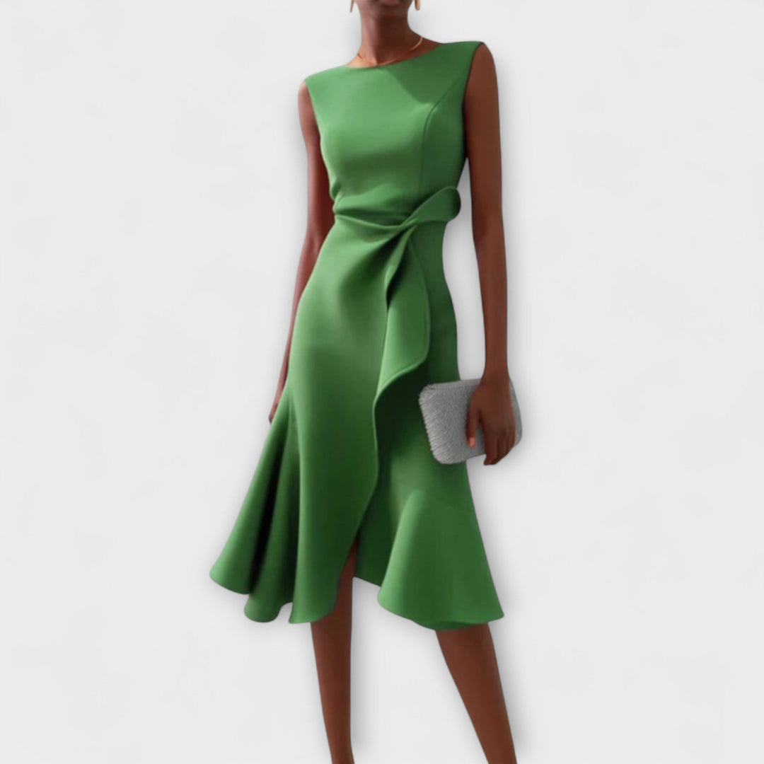 Juliette™ – Elegant Draped Asymmetrical Midi Dress