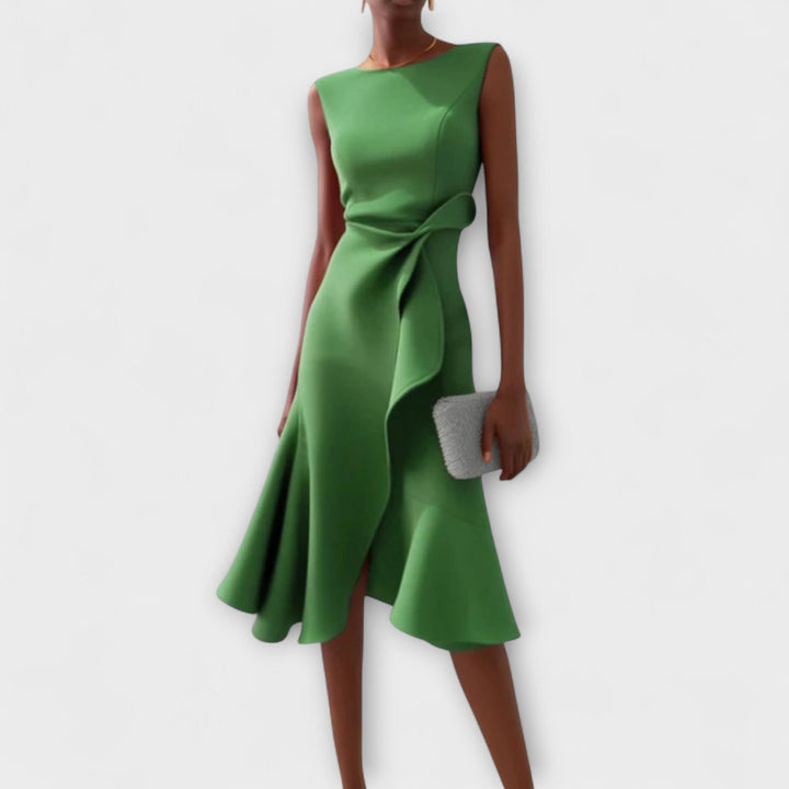 Juliette™ – Elegant Draped Asymmetrical Midi Dress