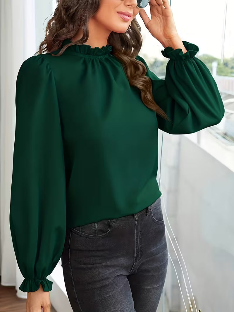 Aurelija - Blouse With Ruffle Collar And Puff Sleeves