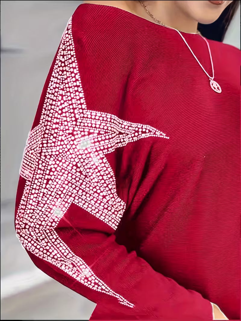 Bernardino - Elegant Long Sleeve Sweater With Star Print