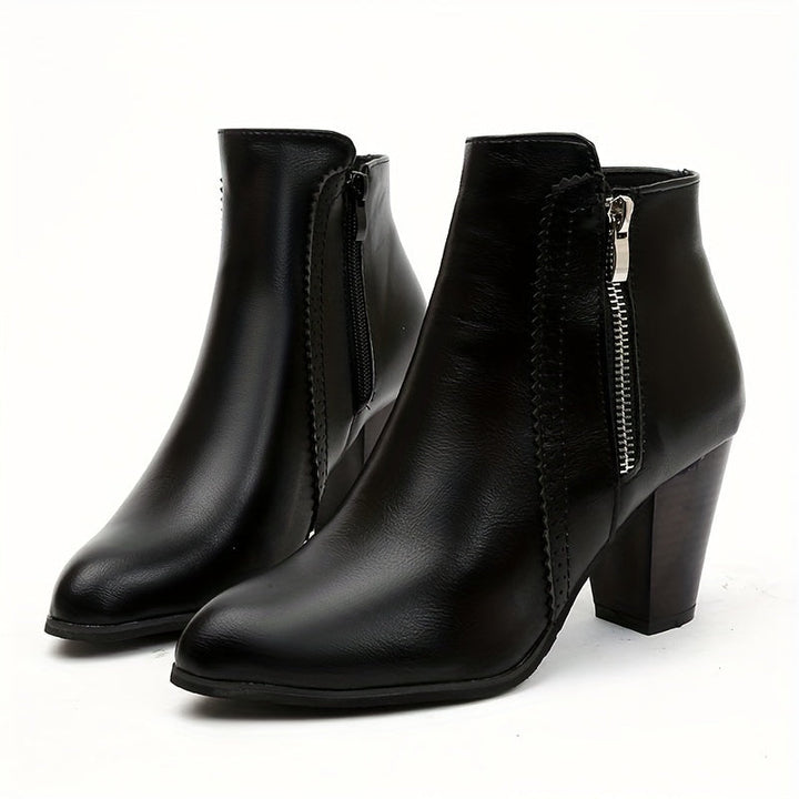 MIRELLA – CHIC BLOCK-HEEL ZIP ANKLE BOOTS