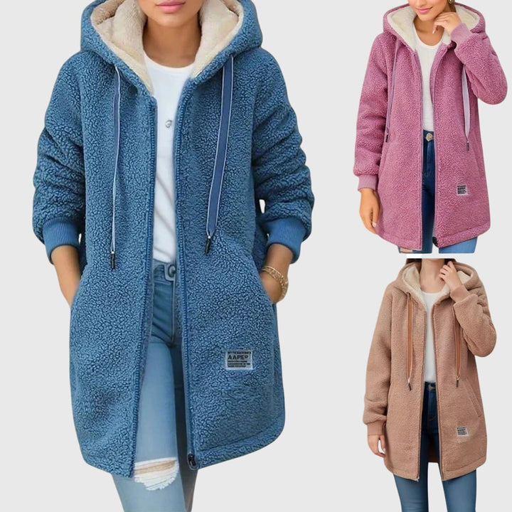 HARPER – COZY TEDDY HOODED ZIP COAT