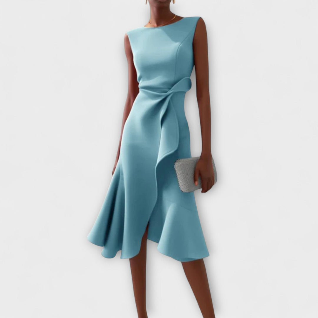 Juliette™ – Elegant Draped Asymmetrical Midi Dress