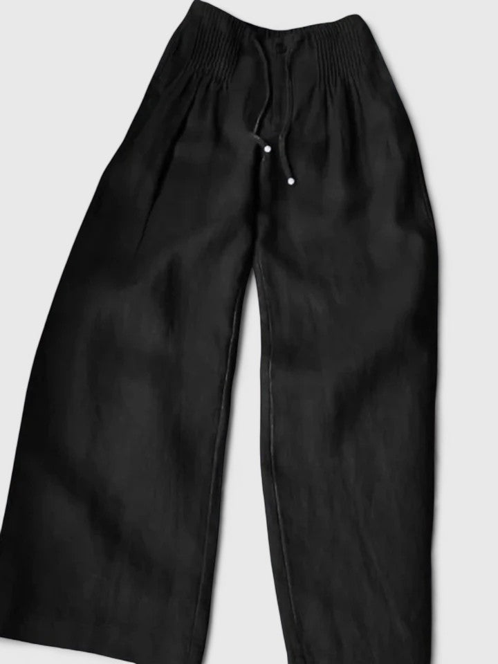 SHARLENE – GATHERED WAIST WIDE-LEG TROUSERS