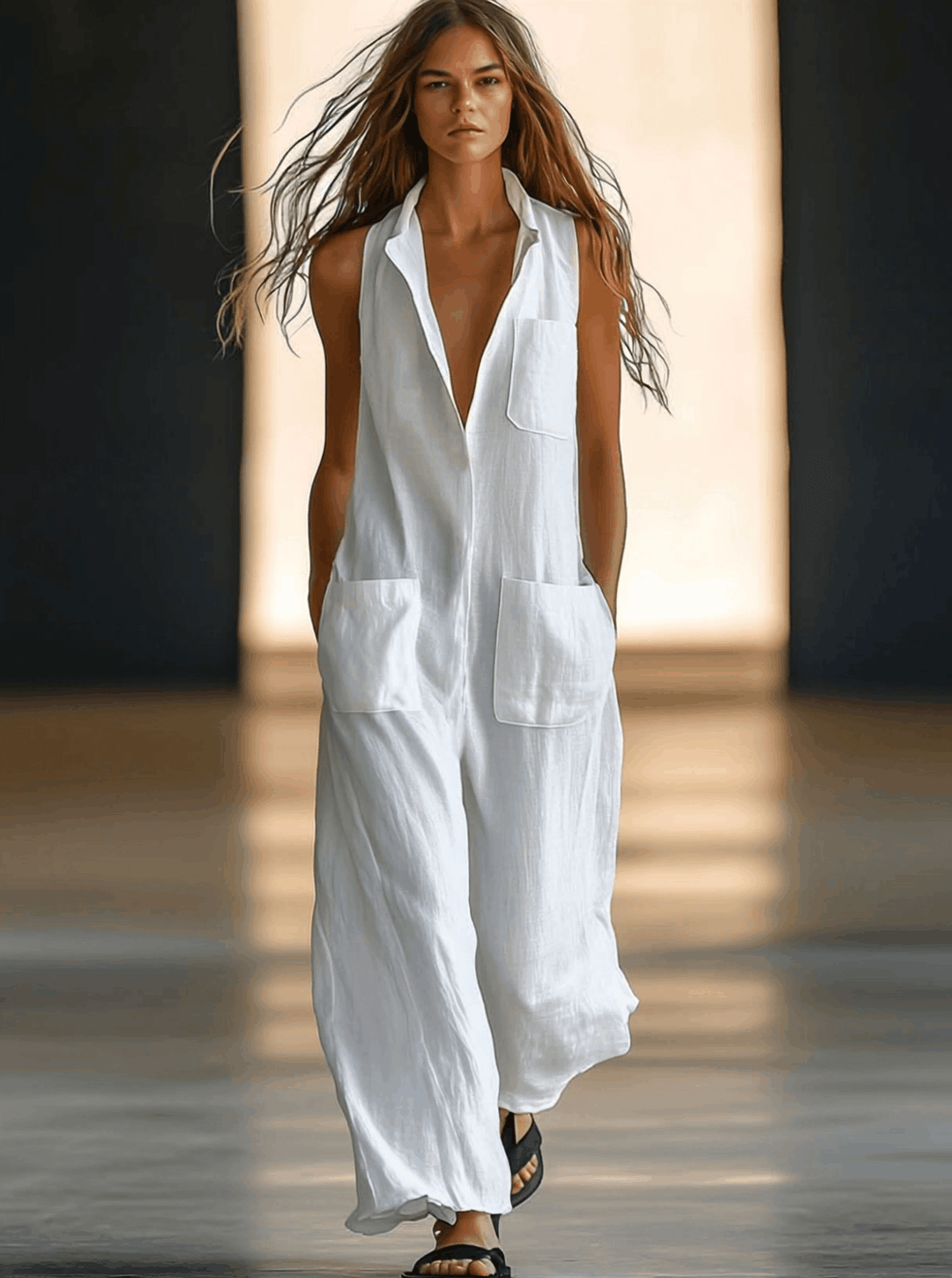 JANEL – AIRY SLEEVELESS LINEN JUMPSUIT