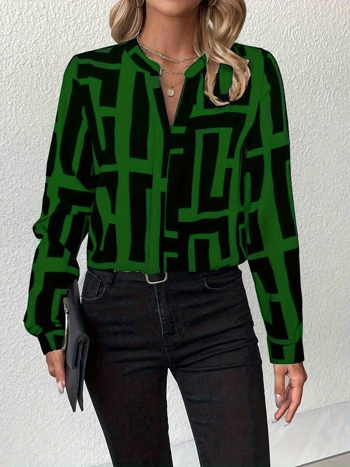 Tzipora - Elegant Long Sleeve Blouse With Geometric Print