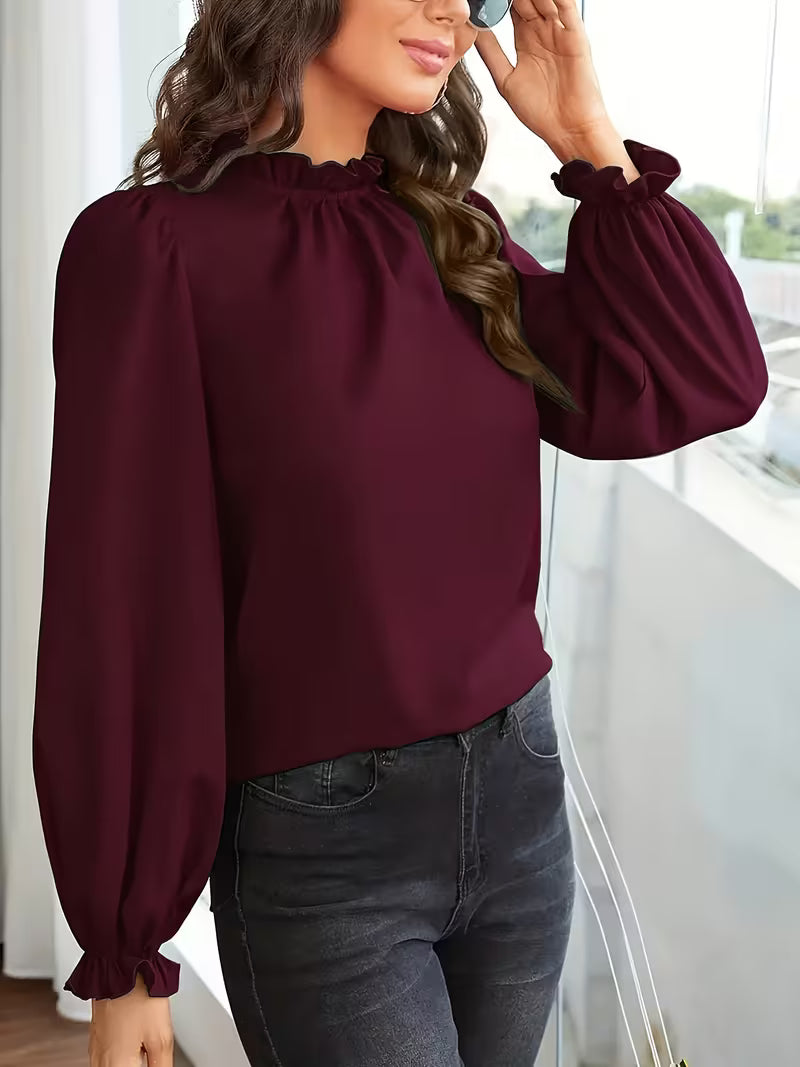 Aurelija - Blouse With Ruffle Collar And Puff Sleeves