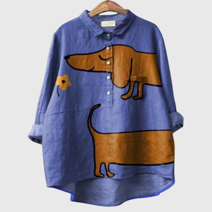 TESSA – PLAYFUL DOG PRINT SHIRT