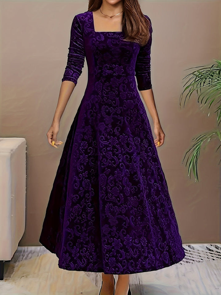 Otsuru - Elegant Velvet Long Sleeve Dress