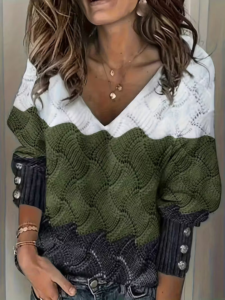 Sinara - Elegant V-Neck Long Sleeve Sweater