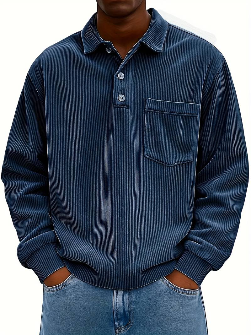 Hawkins - Long Sleeve Turn-Collar Corduroy Shirt