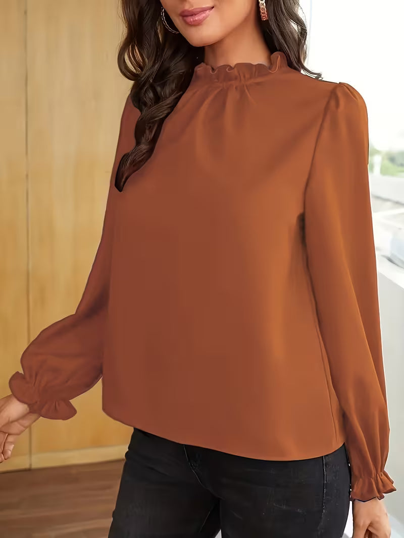 Aurelija - Blouse With Ruffle Collar And Puff Sleeves