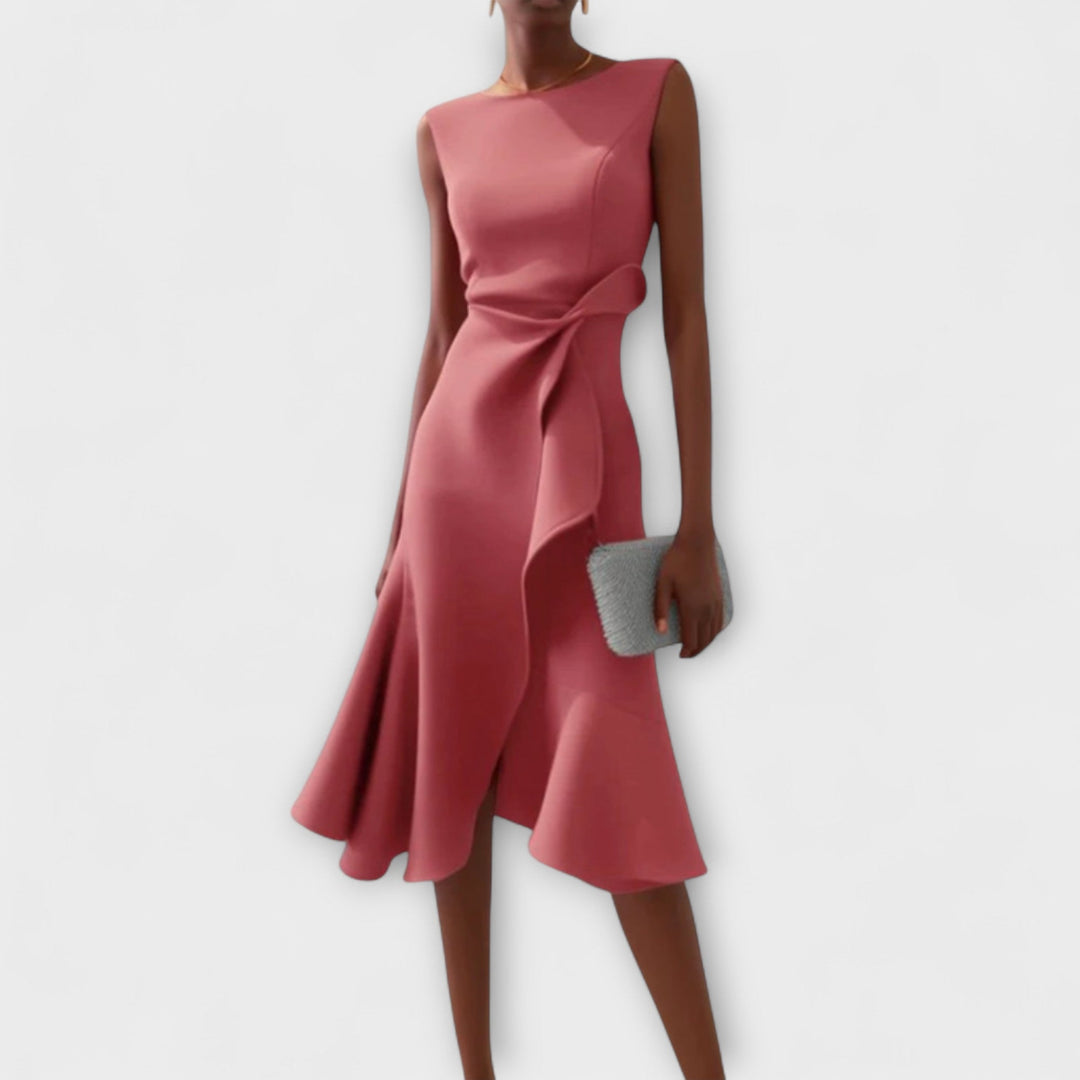 Juliette™ – Elegant Draped Asymmetrical Midi Dress