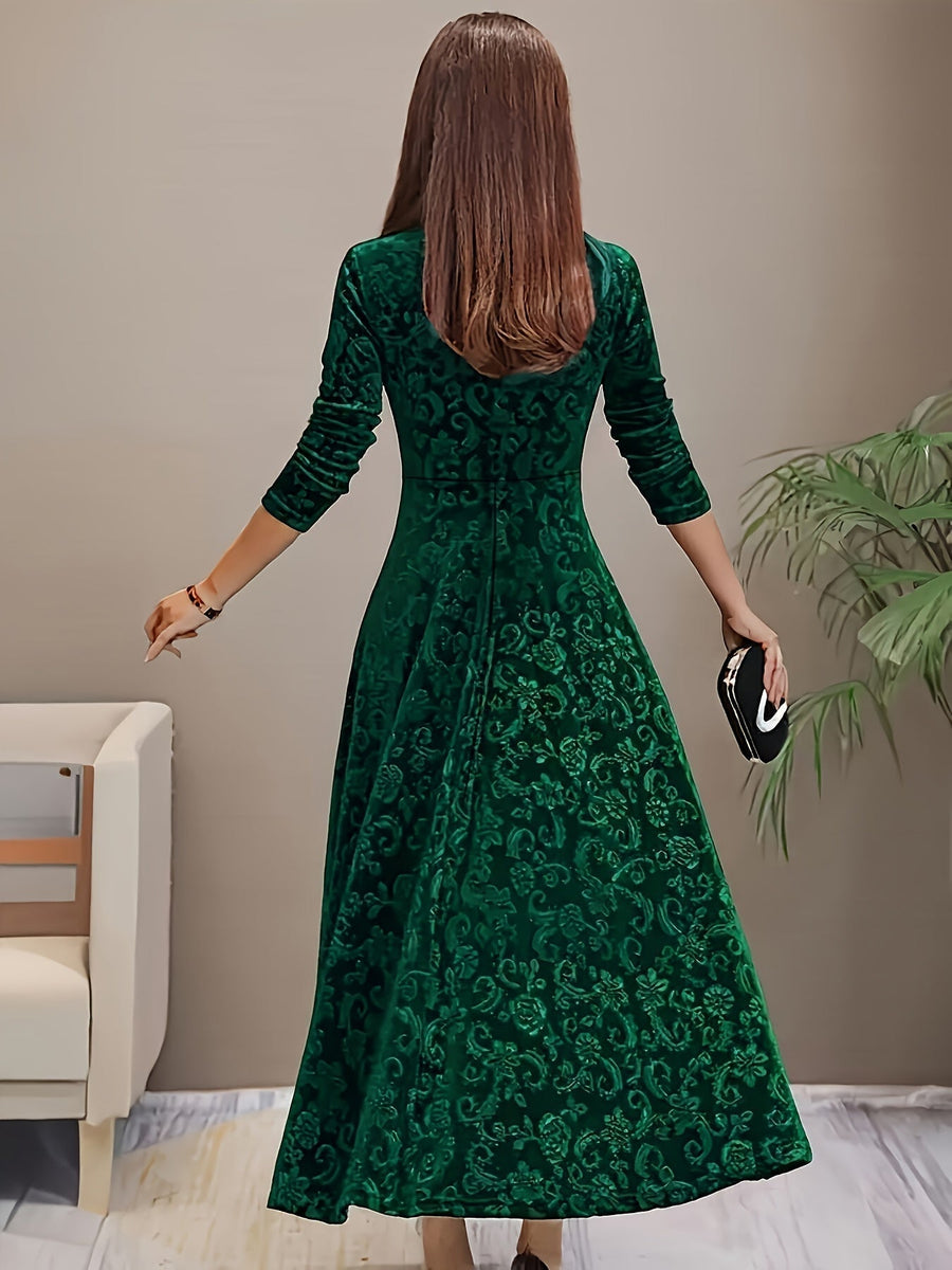 Otsuru - Elegant Velvet Long Sleeve Dress