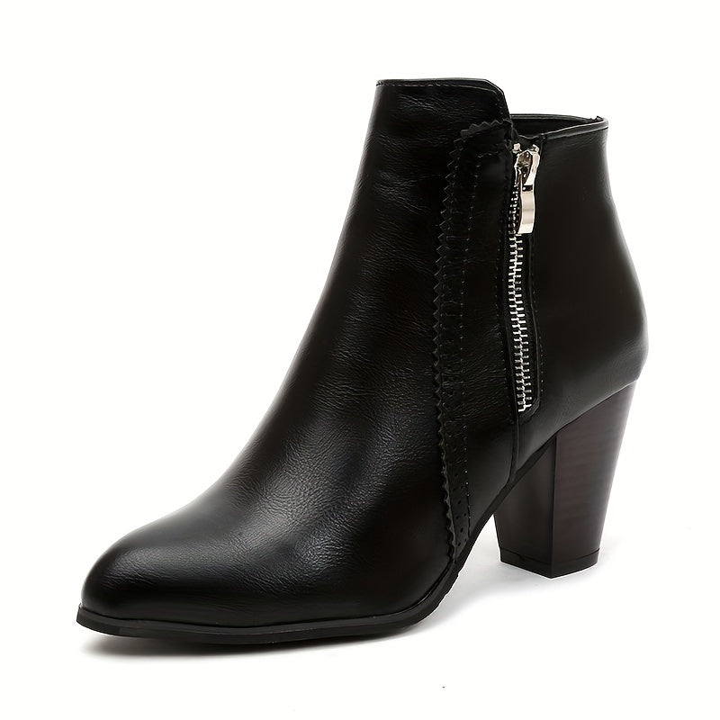MIRELLA – CHIC BLOCK-HEEL ZIP ANKLE BOOTS