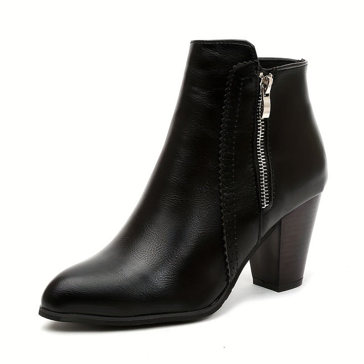 MIRELLA – CHIC BLOCK-HEEL ZIP ANKLE BOOTS