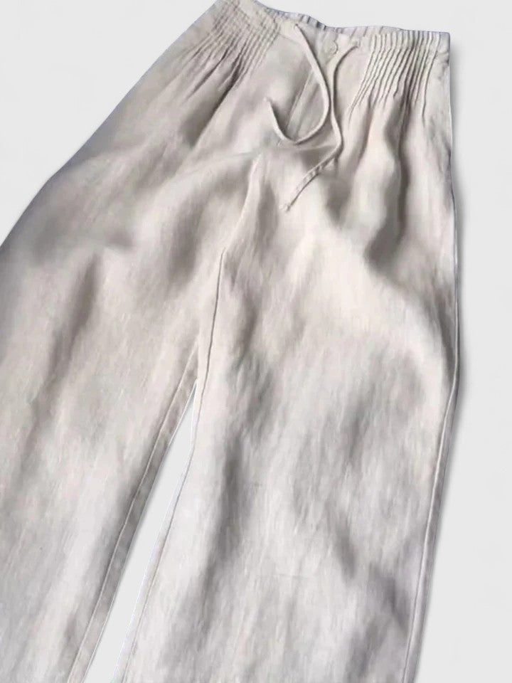 SHARLENE – GATHERED WAIST WIDE-LEG TROUSERS