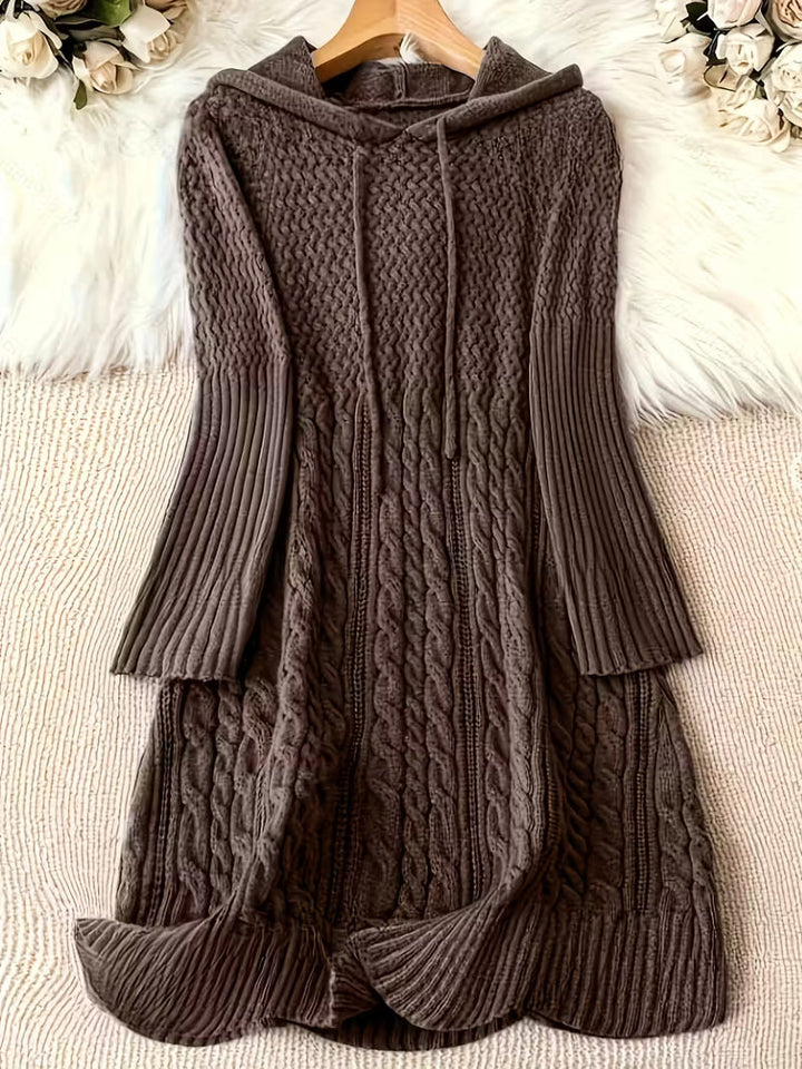 EVELINA – CHUNKY KNIT HOODED SWEATER DRESS