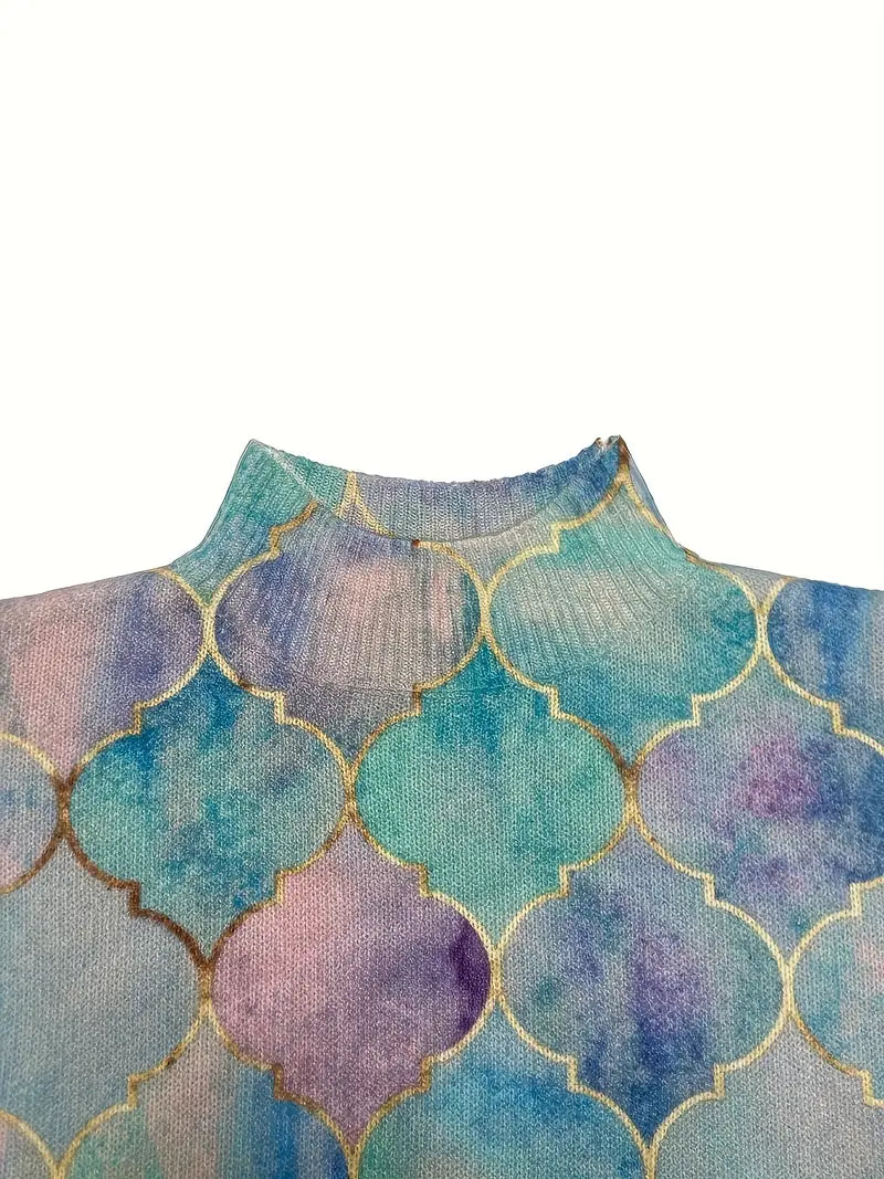 AURORA – DREAMY WATERCOLOR TURTLENECK SWEATER