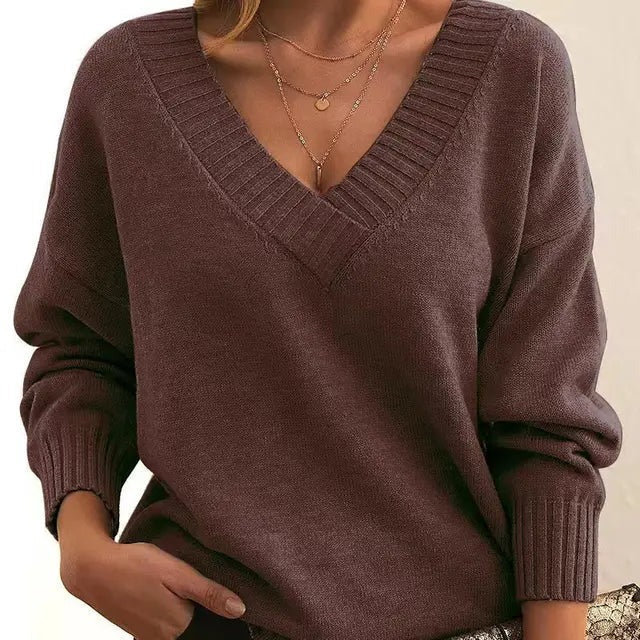 Mordane - Elegant Long Sleeve Sweater With V-Neck